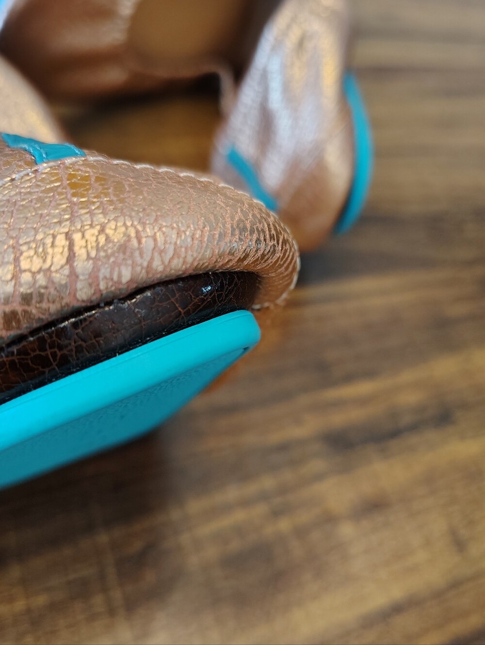 Tieks by Gavrieli Rose Gold Glam metallic leather ballet flat Foldable Size 10 - Picture 7 of 7